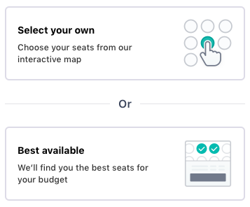 Search for 'best available' or pick your own seat